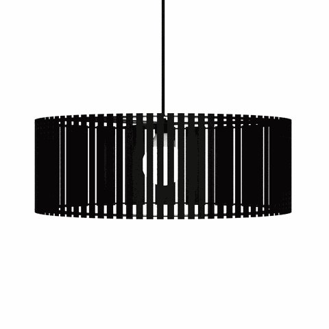 Luminária Pendente Vênus Modelo Ripado -:Preta