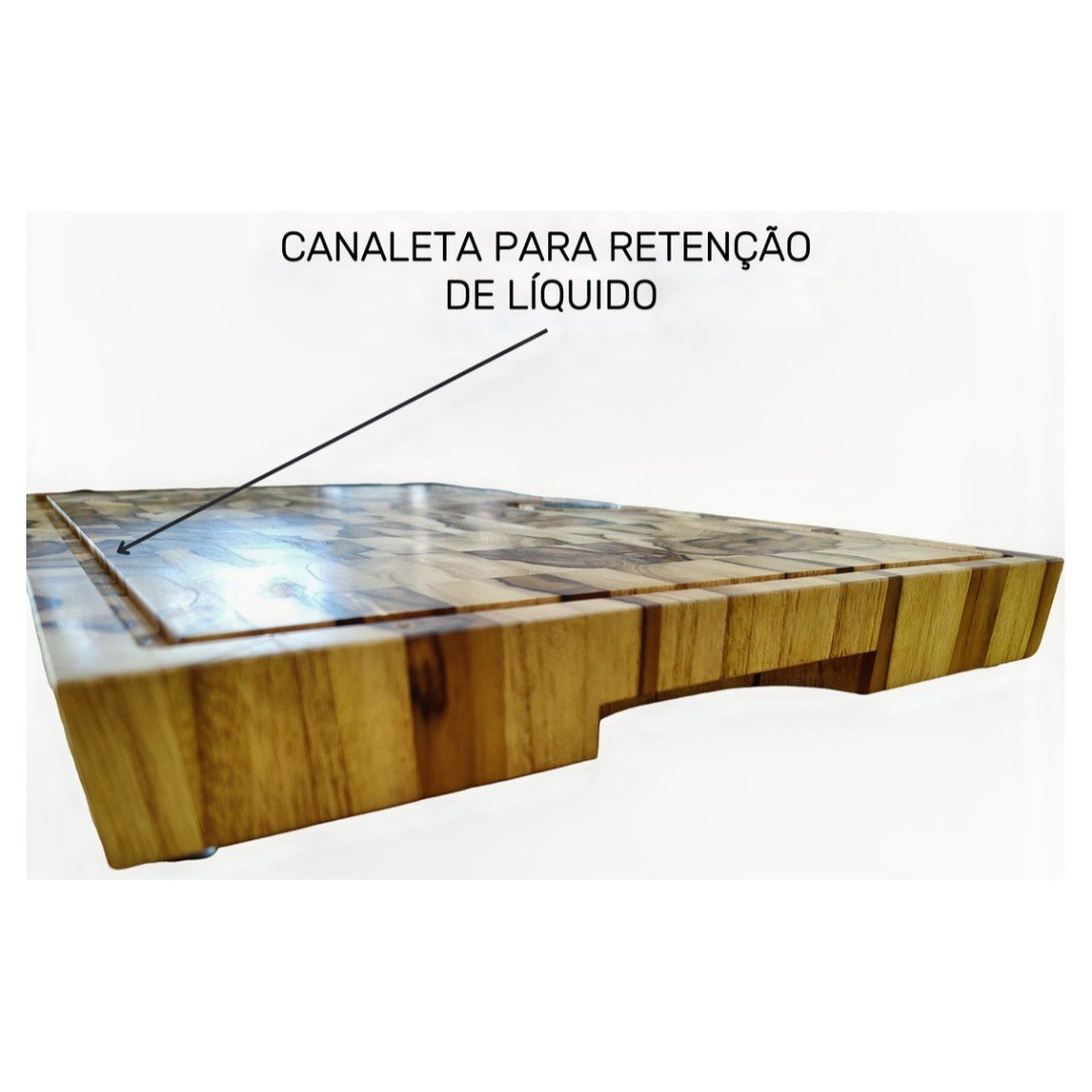 Tábua de Corte End Grain de Madeira Teca Maciça 50x30x3,5 - 3