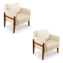 Ver imagem 1 de Kit 02 Poltronas Lana Corino Base de Madeira - D’Rossi