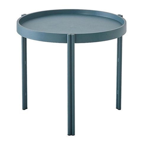 Mesa de Apoio Redonda Enjoy Rivatti 50 Cm (largura) Tampo em Polipropileno Azul e Base em Aço Azul