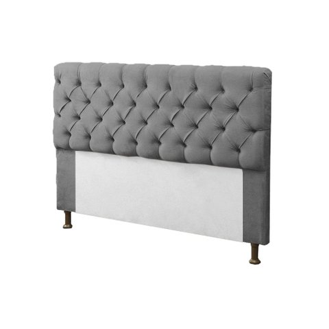 Cabeceira para Cama Box King 195cm Mirage c/ Capitonê Suede Cinza - LM DECOR
