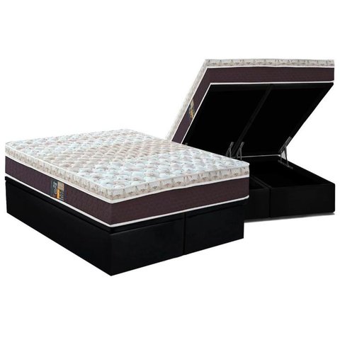 Cama Box Baú King: Colchão Molas Ensacadas Castor Pocket Class Híbrido + Base CRC Courano Black(193x