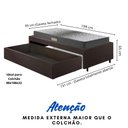 Ver imagem 5 de Base Box Cama Solteiro Sapateira Courino Linho Marrom e Colchão Dual Firrm Ecoflex 88x188