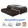 Base Box Cama Solteiro Sapateira Courino Linho Marrom e Colchão Dual Firrm Ecoflex 88x188 - 12