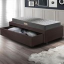 Ver imagem 6 de Base Box Cama Solteiro Sapateira Courino Linho Marrom e Colchão Dual Firrm Ecoflex 88x188