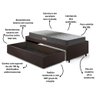 Base Box Cama Solteiro Sapateira Courino Linho Marrom e Colchão Dual Firrm Ecoflex 88x188 - 9