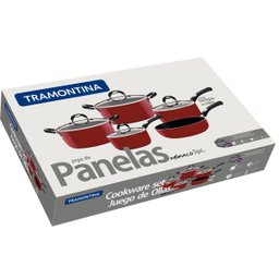 Jogo de Panelas Tramontina Mônaco Vermelho 5pçs Revestimento Starflon Premium e Siliconado - 3