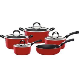 Jogo de Panelas Tramontina Mônaco Vermelho 5pçs Revestimento Starflon Premium e Siliconado - 1