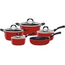 Ver imagem 1 de Jogo de Panelas Tramontina Mônaco Vermelho 5pçs Revestimento Starflon Premium e Siliconado