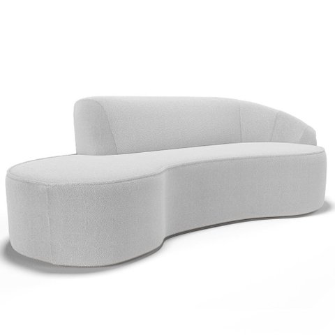 Sofá 4 Lugares Curvo Living Firenze Direito D02 Bouclê Branco 280cm B-53 - Lyam
