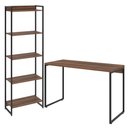 Ver imagem 1 de Kit Escritório Estante Areta 5 Prateleiras com Mesa Industrial Aspen 120cm C01 Nogal - Lyam Decor