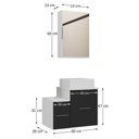 Ver imagem 2 de Conjunto Gabinete Banheiro Nivus 60 (gabinete+espelheira+cuba) Branco Preto