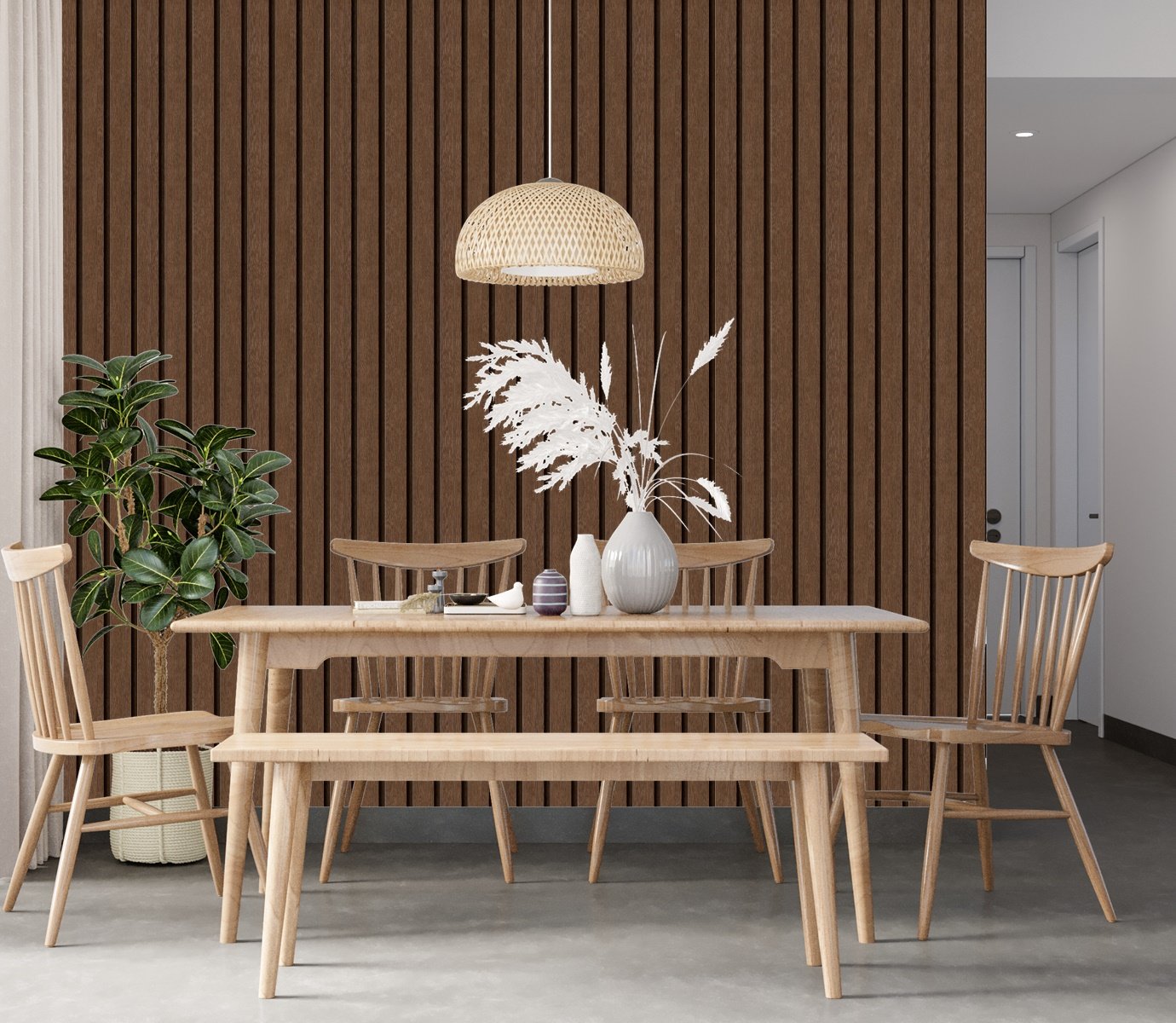Papel de Parede Ripa Larga Estilo Madeira Peroba Escuro 6m - 3