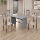 Ver imagem 2 de Conjunto de Mesa Tubular 4 Cadeiras 120x75cm Mart Prata com Tampo em Granito Ocre Letícia 070 -