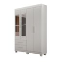 Ver imagem 1 de Guarda Roupa Solteiro Recife New 4 Portas 2 Gavetas MDF MDP com Espelho Branco Leifer Móveis