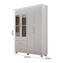 Ver imagem 3 de Guarda Roupa Solteiro Recife New 4 Portas 2 Gavetas MDF MDP com Espelho Branco Leifer Móveis