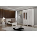 Ver imagem 2 de Guarda Roupa Solteiro Recife New 4 Portas 2 Gavetas MDF MDP com Espelho Branco Leifer Móveis
