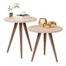 Conjunto Mesa Lateral Sofá Sala Pés Palito Off White - 1