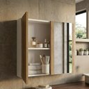 Ver imagem 3 de Armarinho de Banheiro 2 Portas com Espelho Branco Porta Nature