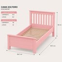 Ver imagem 3 de Cama de Solteiro de Madeira Maciça Ecoconfort - Rosa
