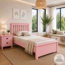 Ver imagem 1 de Cama de Solteiro de Madeira Maciça Ecoconfort - Rosa
