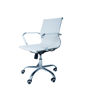 Conjunto 3 Cadeiras de Escritório Charles Eames Esteirinha Baixa Branca
