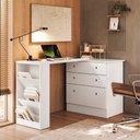 Ver imagem 5 de Cômoda com Mesa Giratória em L Comoda com Mesa Giratoria Gamer 3 Gavetas MDF Branco Qmovi