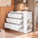 Ver imagem 2 de Cômoda com Mesa Giratória em L Comoda com Mesa Giratoria Gamer 3 Gavetas MDF Branco Qmovi