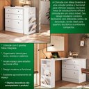 Ver imagem 6 de Cômoda com Mesa Giratória em L Comoda com Mesa Giratoria Gamer 3 Gavetas MDF Branco Qmovi