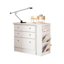 Ver imagem 1 de Cômoda com Mesa Giratória em L Comoda com Mesa Giratoria Gamer 3 Gavetas MDF Branco Qmovi