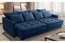 Ver imagem 1 de Sofá Cama Retrátil e Reclinável 2,10m com Molas Carol Veludo Azul Adonai Estofados