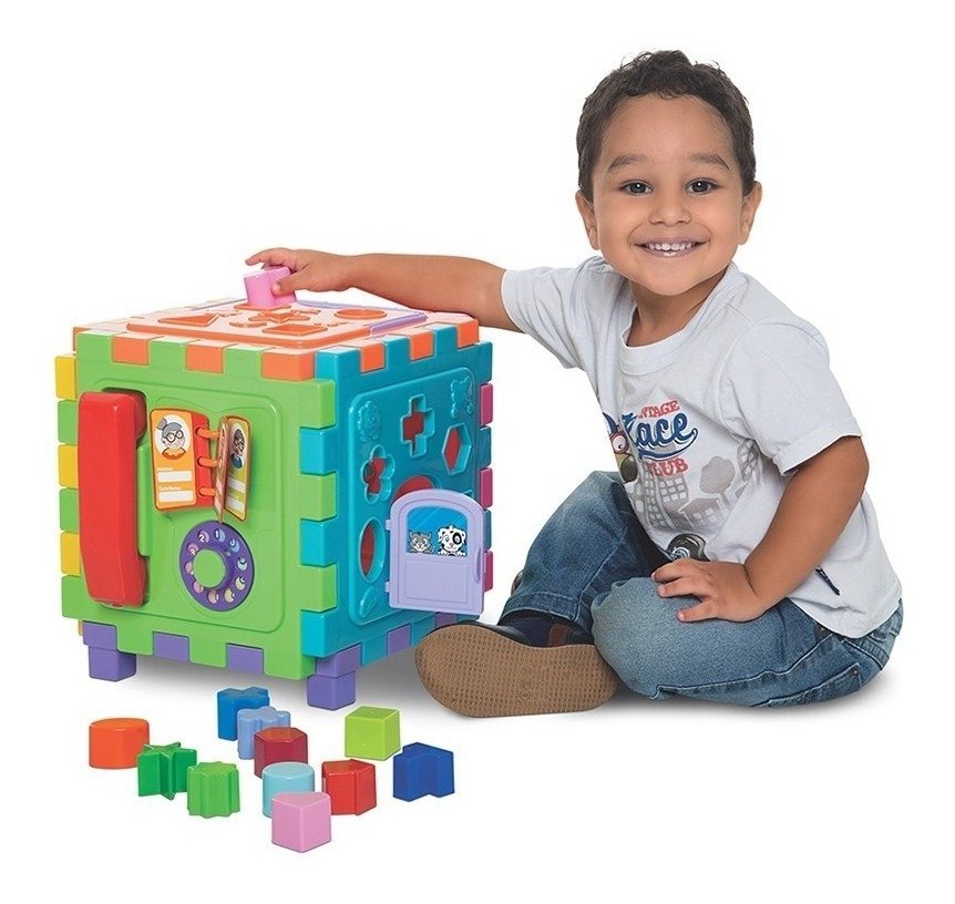 Cubo Didático Jogo De Encaixe As Peças Crianças Bebe 1 Anos Infantil  Educativo Brinquedo