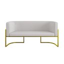 Ver mais imagens de Kit 2 Poltronas + Sofá 2 Lugares Base de Metal Gold Veludo Bege