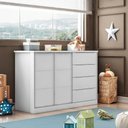 Ver imagem 1 de Cômoda Davi 4 Gavetas MDF Puxador Cava Branco 130cm Phoenix