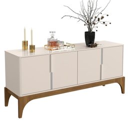 Sala de Jantar Amalfi com Buffet, Mesa de Jantar Canela/Off White e 6 Cadeiras Creta Canela/Champagn - 7