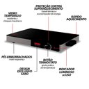 Ver imagem 4 de Mesa Térmica 400w Buffet Rechaud Elétrico 220v Tampa com Vidro Temperado Saro
