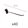 kit para expositor com 40 ganchos 4mm preto de 20 cm para painel canaletado - 1