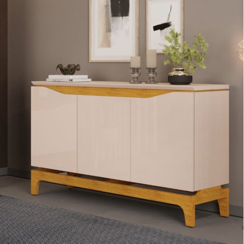 Buffet 1,39m 3 Portas Nice Cedro/ Off White Dj Móveis Dj Moveis