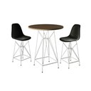 Ver imagem 1 de Jogo Mesa Bistrô Eames Tampo Amêndoa 60Cm 2 Banquetas Preta Base Ferro Branco - Cor: Amendoa