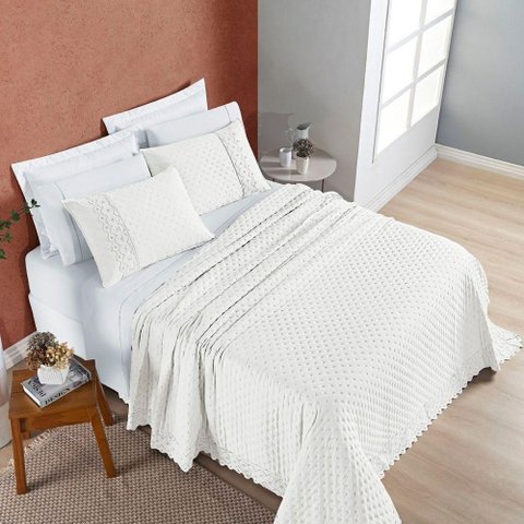 Cobre Leito Casal Divino Lese 3 Peças Dupla Face - Branco