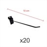 kit para expositor com 20 ganchos 4mm preto de 10 cm para painel canaletado - 1