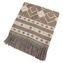Ver imagem 1 de Manta Xale Sofá Decorativa Luxo Dupla Face Jacquard 1,40mx1,70m Istambul Bege