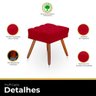 Puff Pé Palito Banqueta Perna Palito Banqueta com Pe Palito Captone Suede Vermelho - 3