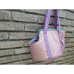 Bolsa de Viagem Pet Rosa e Lilás para Caes e Gatos Passeios Conforto - 3