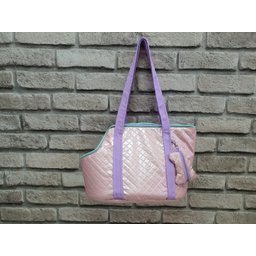Bolsa de Viagem Pet Rosa e Lilás para Caes e Gatos Passeios Conforto - 2