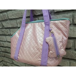Bolsa de Viagem Pet Rosa e Lilás para Caes e Gatos Passeios Conforto - 4