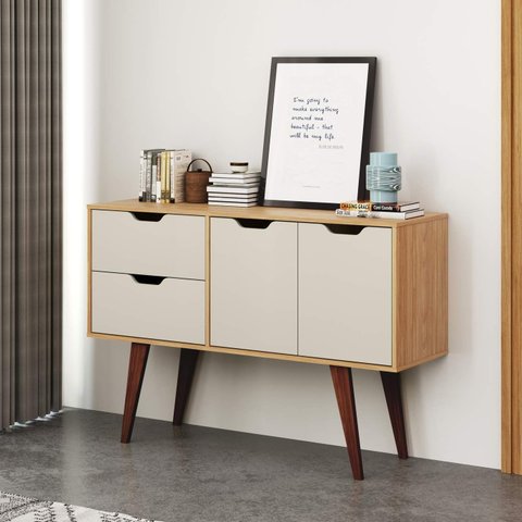 Aparador com 2 Portas e 2 Gavetas Mel/off White