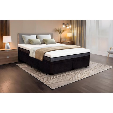 Cama Box Baú King Size Bipartida Serenelife - Suede Preto