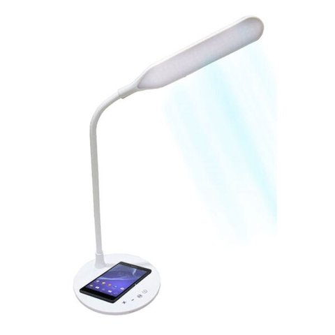 Luminária Led Flexível Vivitar Pwrfl Com Base Para Carga Sem Fio De Smartphone Branca