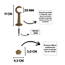 Ver imagem 2 de Kit Varão para Cortina 2,50 Metros 28mm Ouro Velho